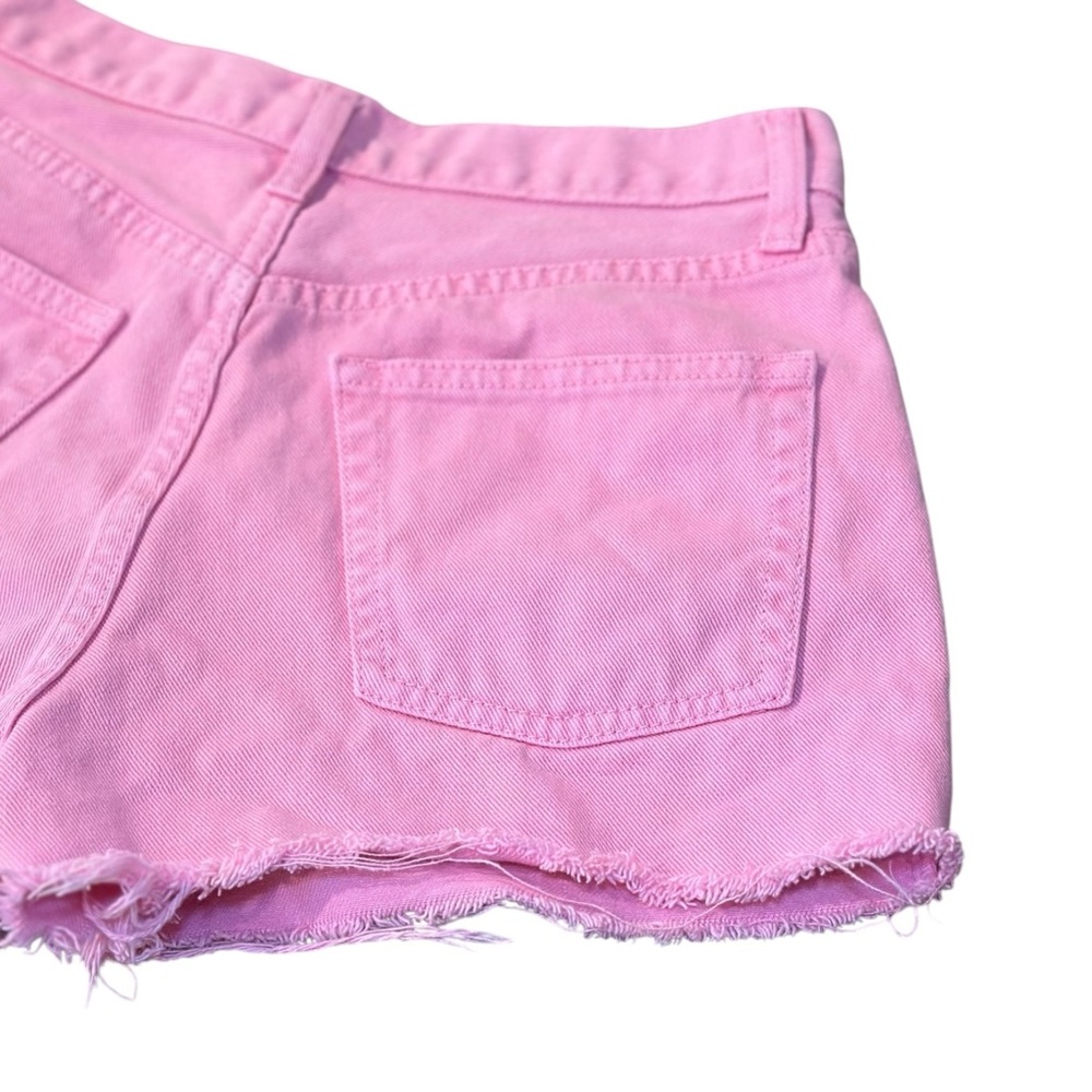 High-Rise Pink Denim Cutoff Shorts - Picture 3 of 5